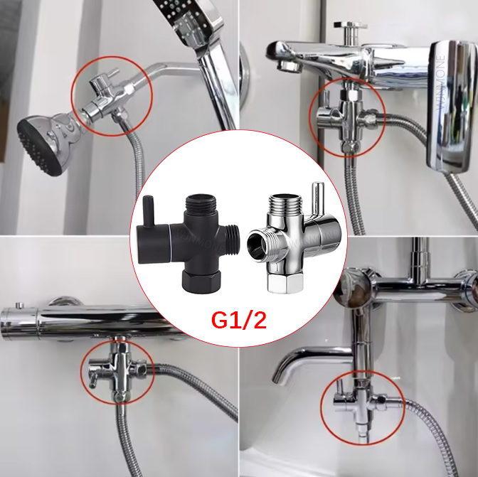 Black Silver 3 Way T-Adapter D - Shower Valve Cartridge 评论和价格