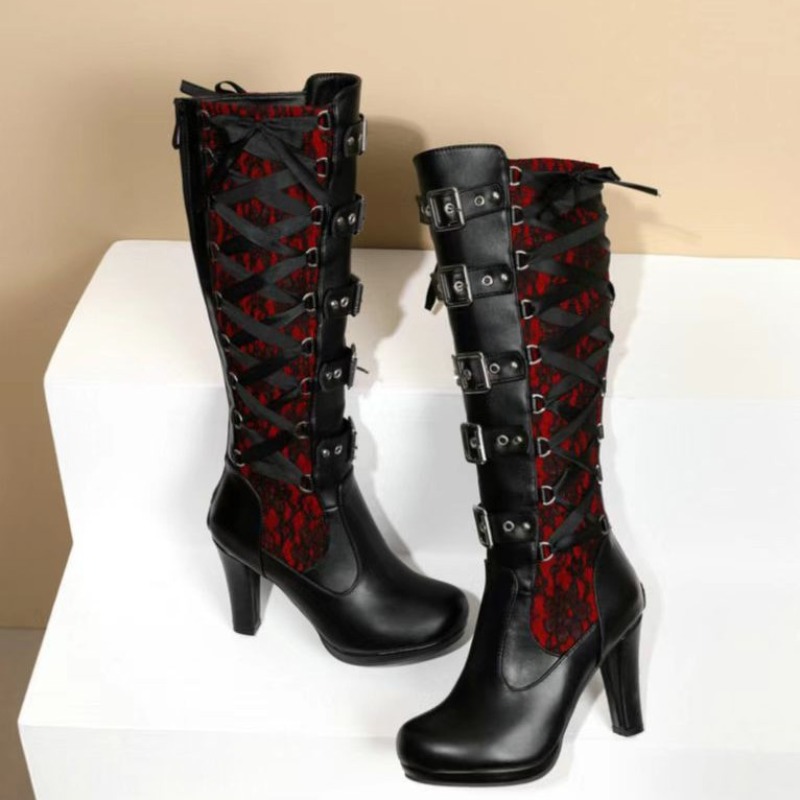 Punk Gothic Style Women's Knee - Pipe Bending Spring 评论和价格