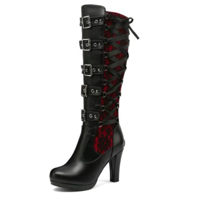 Punk Gothic Style Women's Knee - Pipe Bending Spring 评论和价格