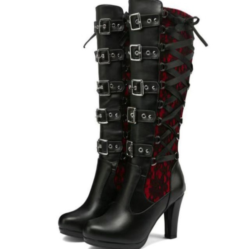 Punk Gothic Style Women's Knee - Pipe Bending Spring 评论和价格