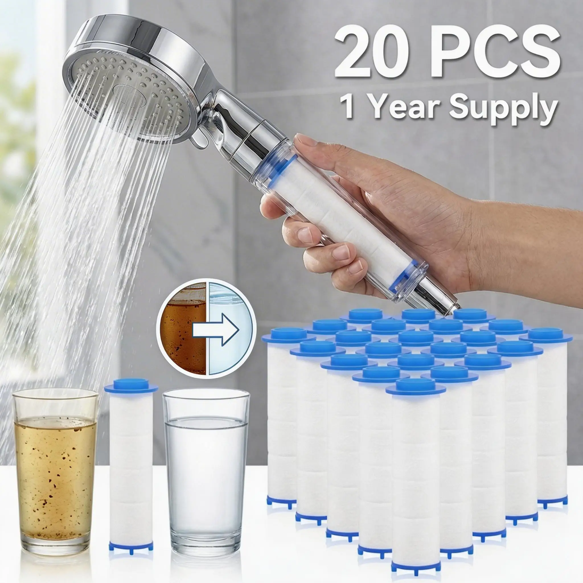 20Pcs Shower Head Filter PP Co - Shower Valve Cartridge 评论和价格